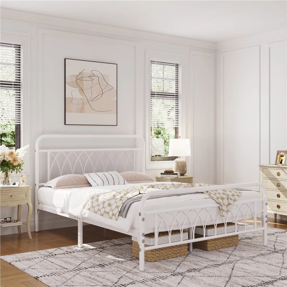 Metal Platform Bed Frame with Headboard and Footboard, Twin B768637