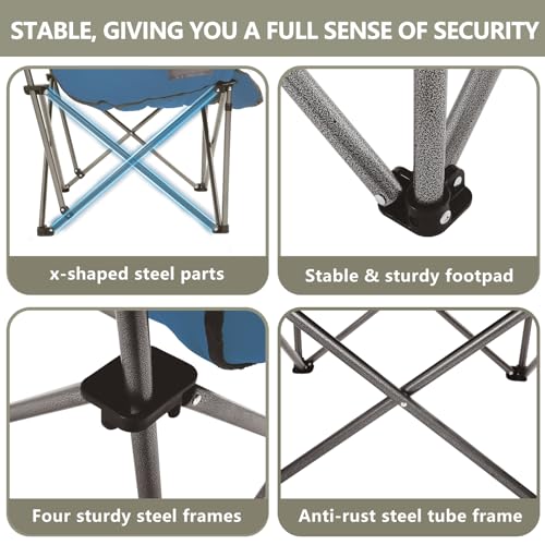 Oversized XL Padded Camping Chair Heavy Duty Portable Folding with Side Pocket Cup Holder O114