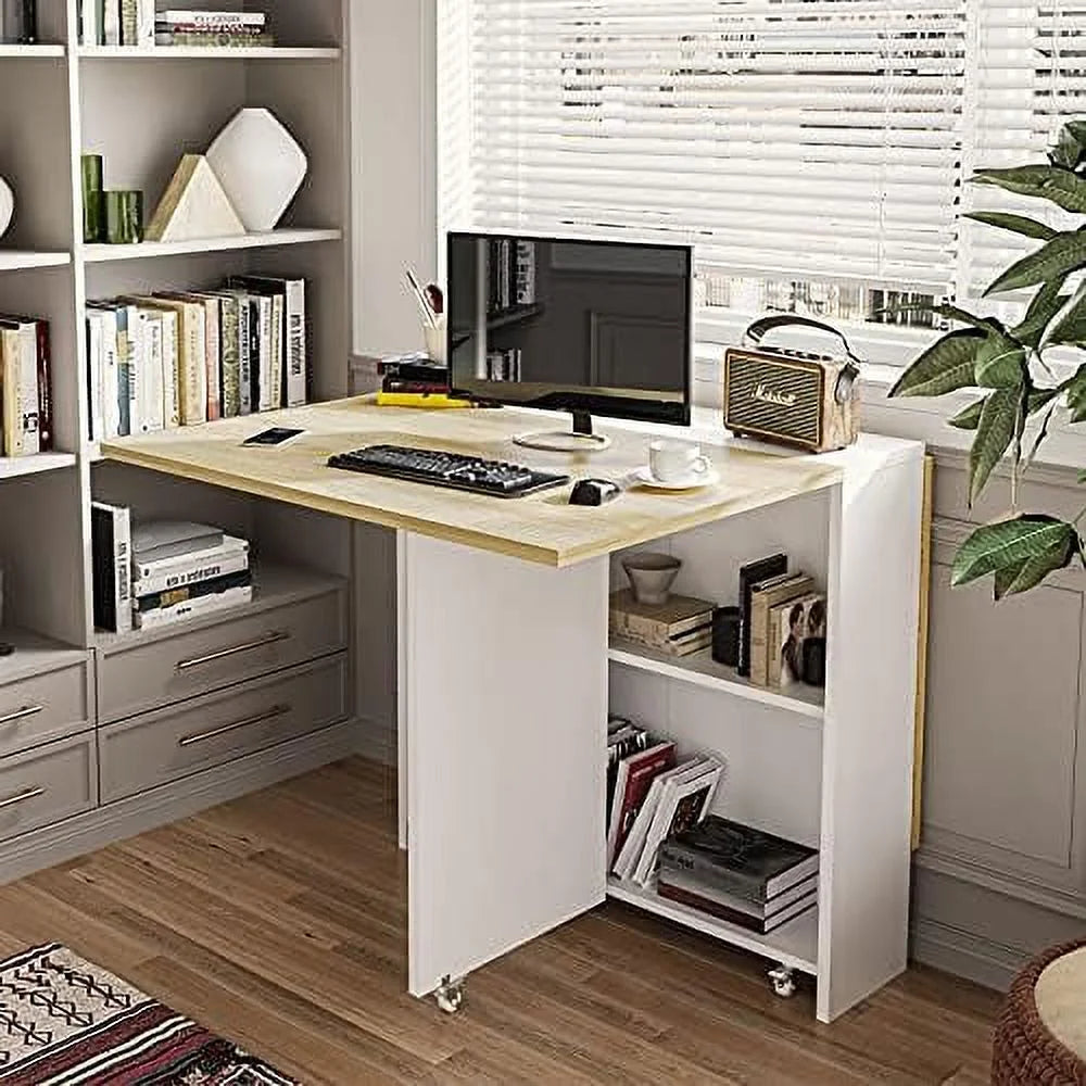 Folding Dining Table with 6 Casters and Shelves P34419