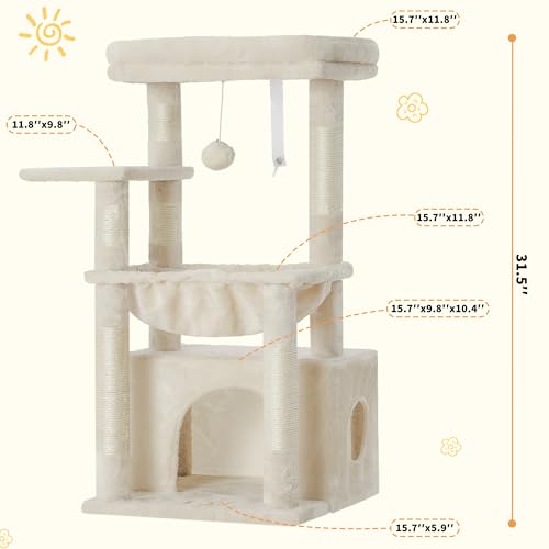 Light Gray Cat Tree with Cat Basket and Scratching Posts R76596