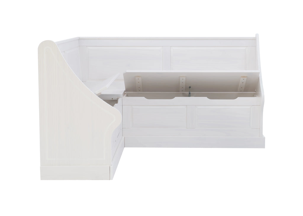 White Wood Corner Dining Bench with Storage U97201