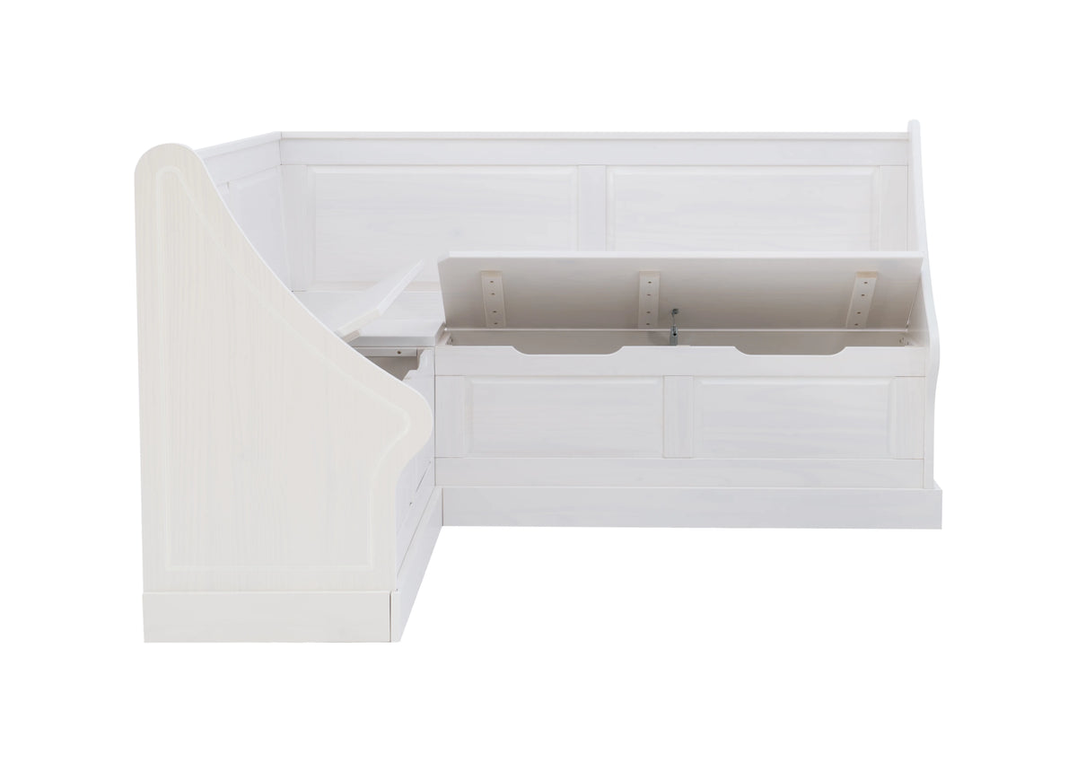 White Wood Corner Dining Bench with Storage U97201