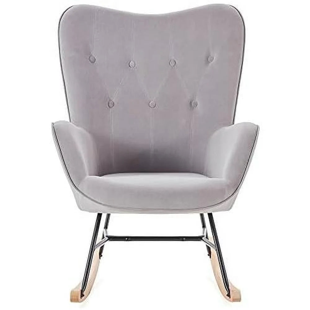 Gray Velvet Upholstered Rocking Chair K2170