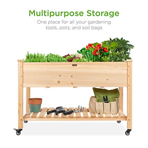 48x24x32-inch Mobile Elevated Wood Planter V849285