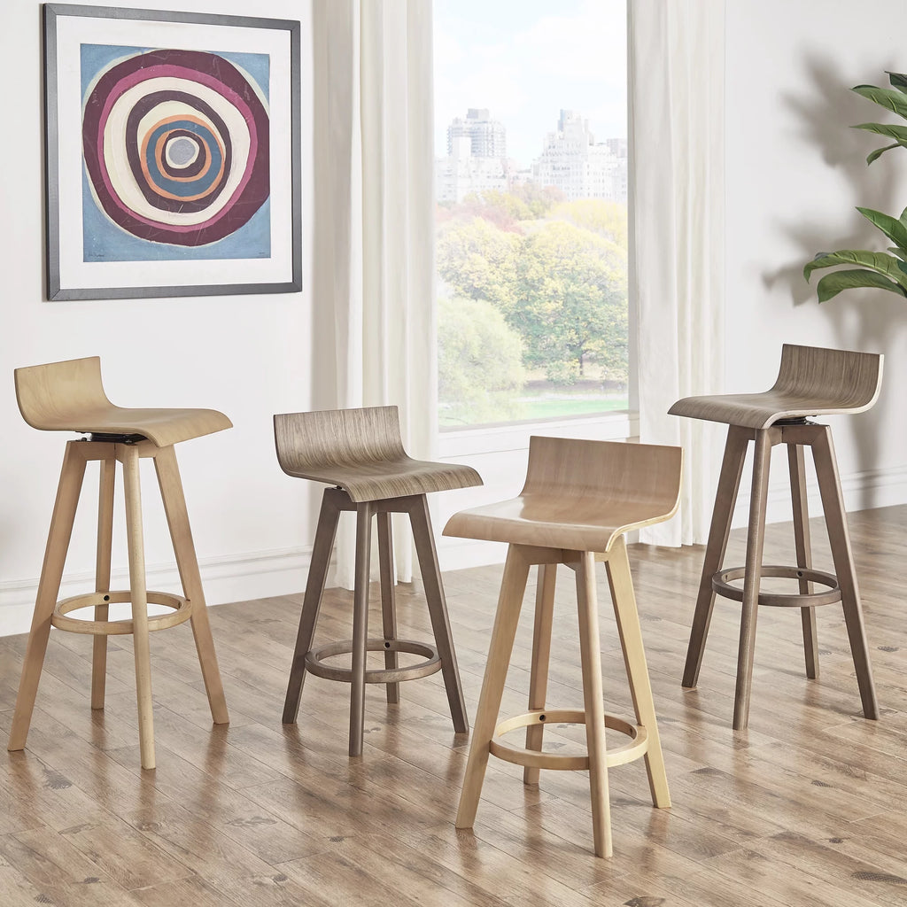 Set of 2 Natural Wood Swivel Counter Stool N965300