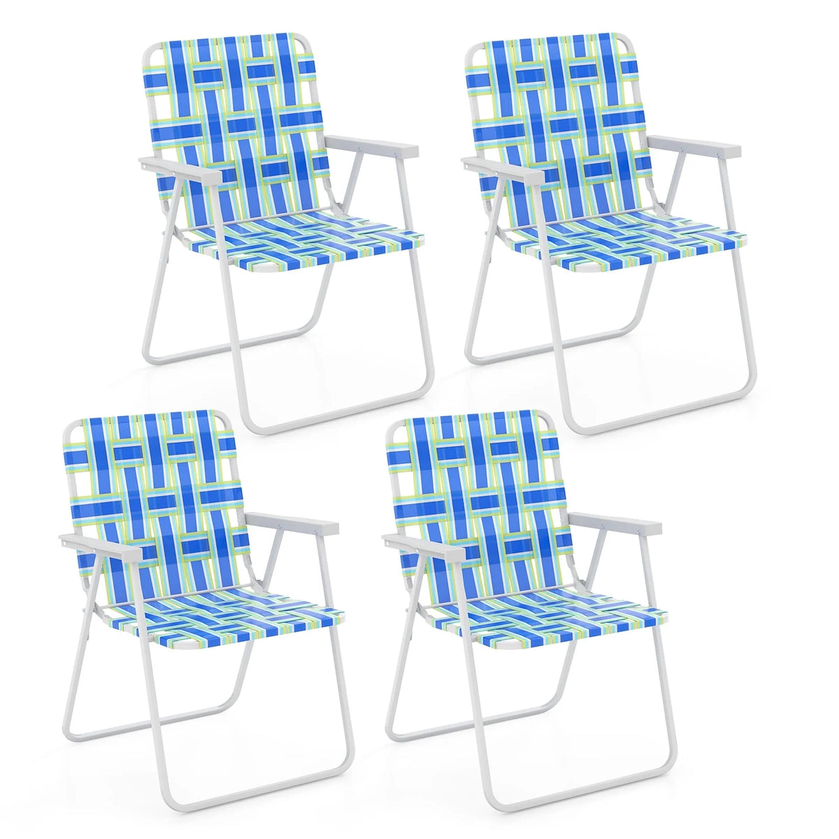 2PCS Lightweight Folding Beach Chair Blue O6454