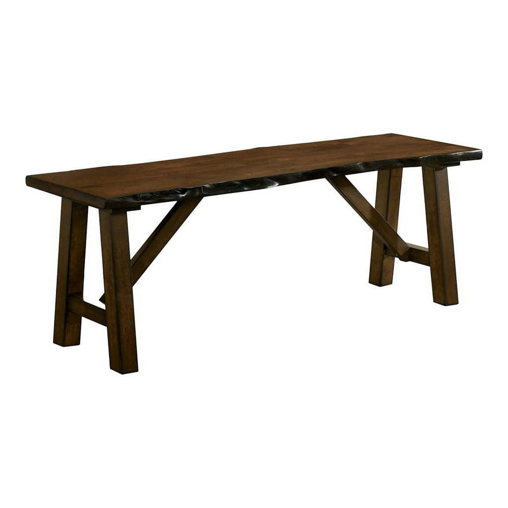 Rustic Wood Rectangle Dining Bench in Walnut S453548