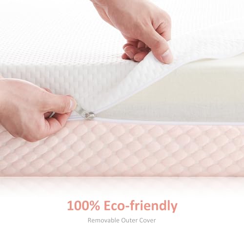 White Pink Dual Sided Memory Foam Crib Mattress E60840