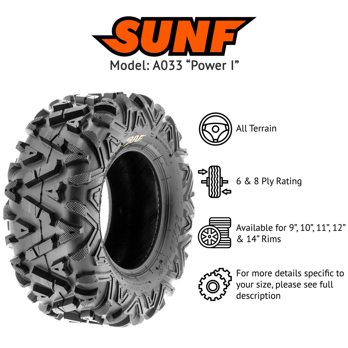 All Terrain ATV UTV Tires 24x10-11 6 PR Pair of 2 V5265