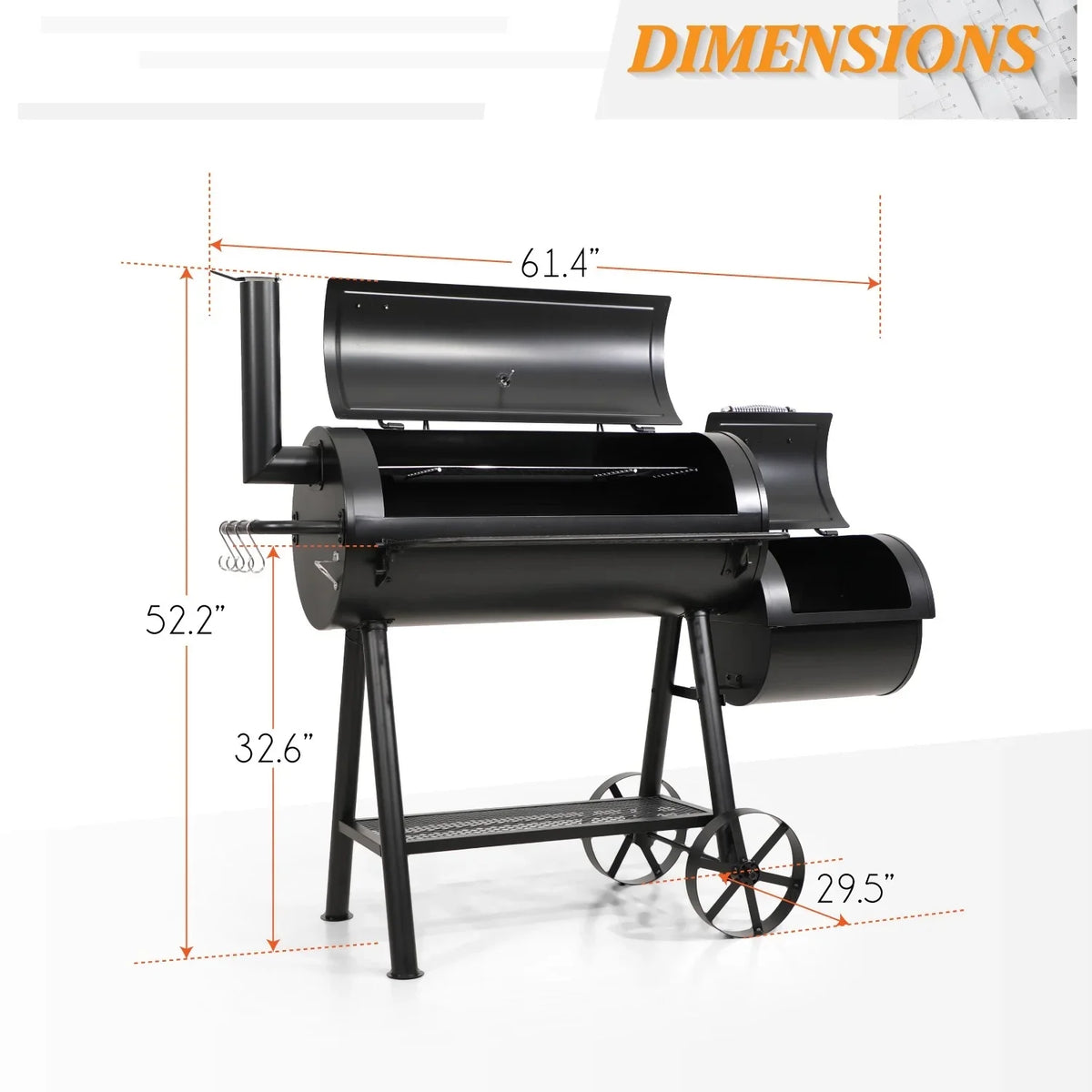 Charcoal Grill with Offset Smoker Black T294059