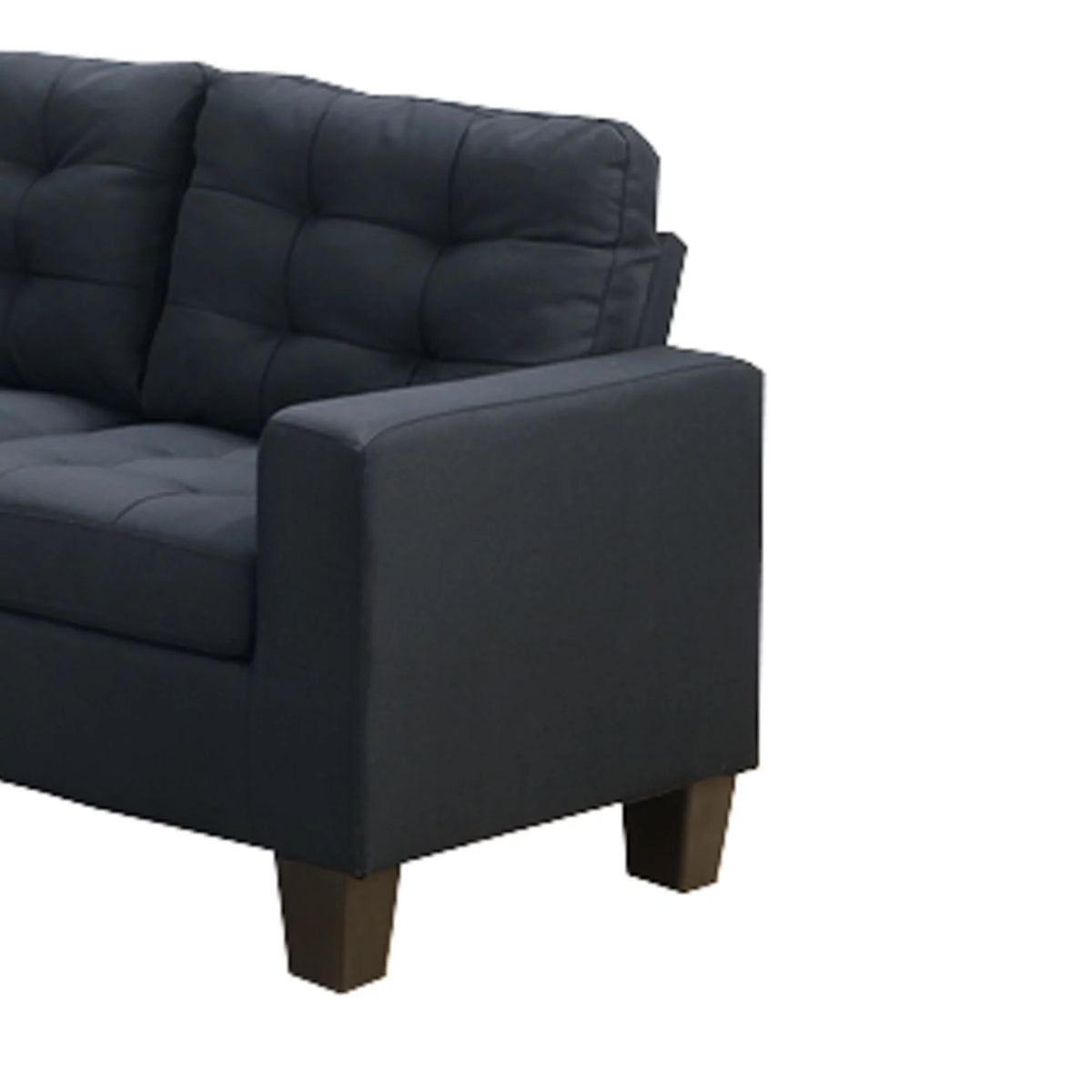 Black 4 Pieces Polyfiber Fabric Sectional With 2 Pillows Y288