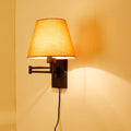 Swing Arm Wall Lamp Plug-in Cord Linen Shade J8363