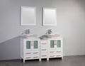 60 in. White Double Sink Vanity Cabinet with Ceramic Vessel Sink & Mirror G2055