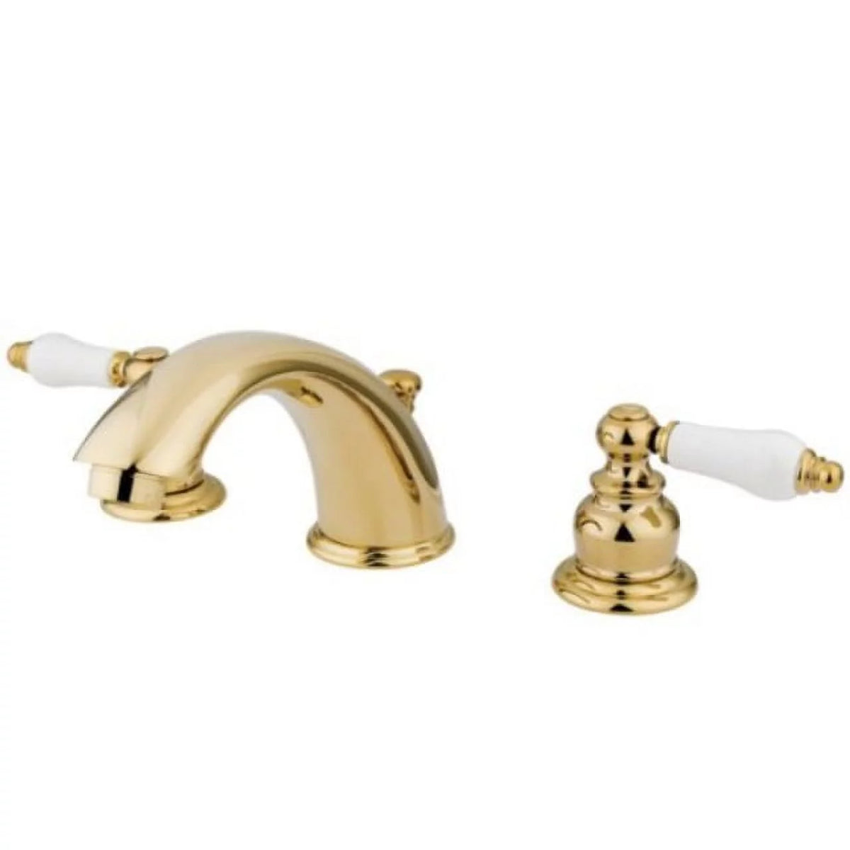Widespread Lavatory Faucet with Porcelain Handle, Polished Brass O621803
