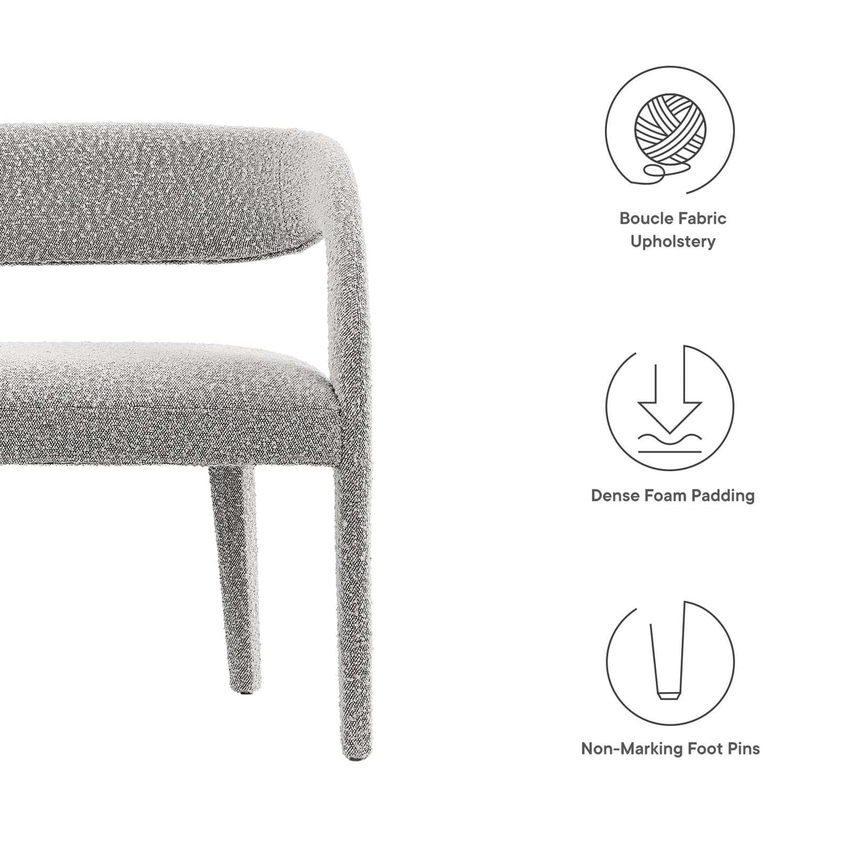 Boucle Fabric Accent Bench Q8505