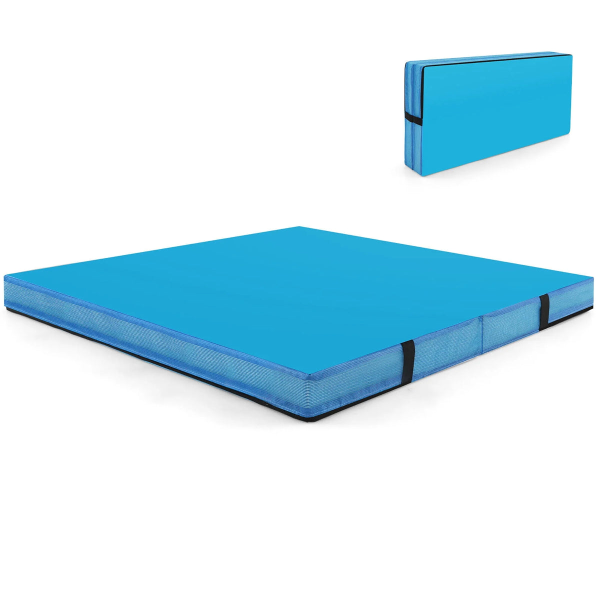 Blue 4'x4'x4'' Bi-Folding Gymnastic Tumbling Mat with Handles A873