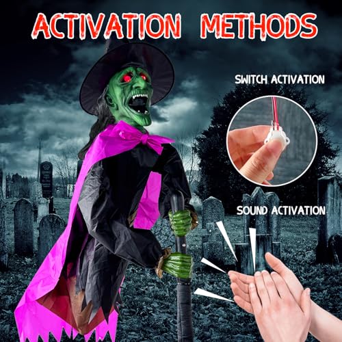 10.5FT Animated Flying Witch Halloween Decoration R121