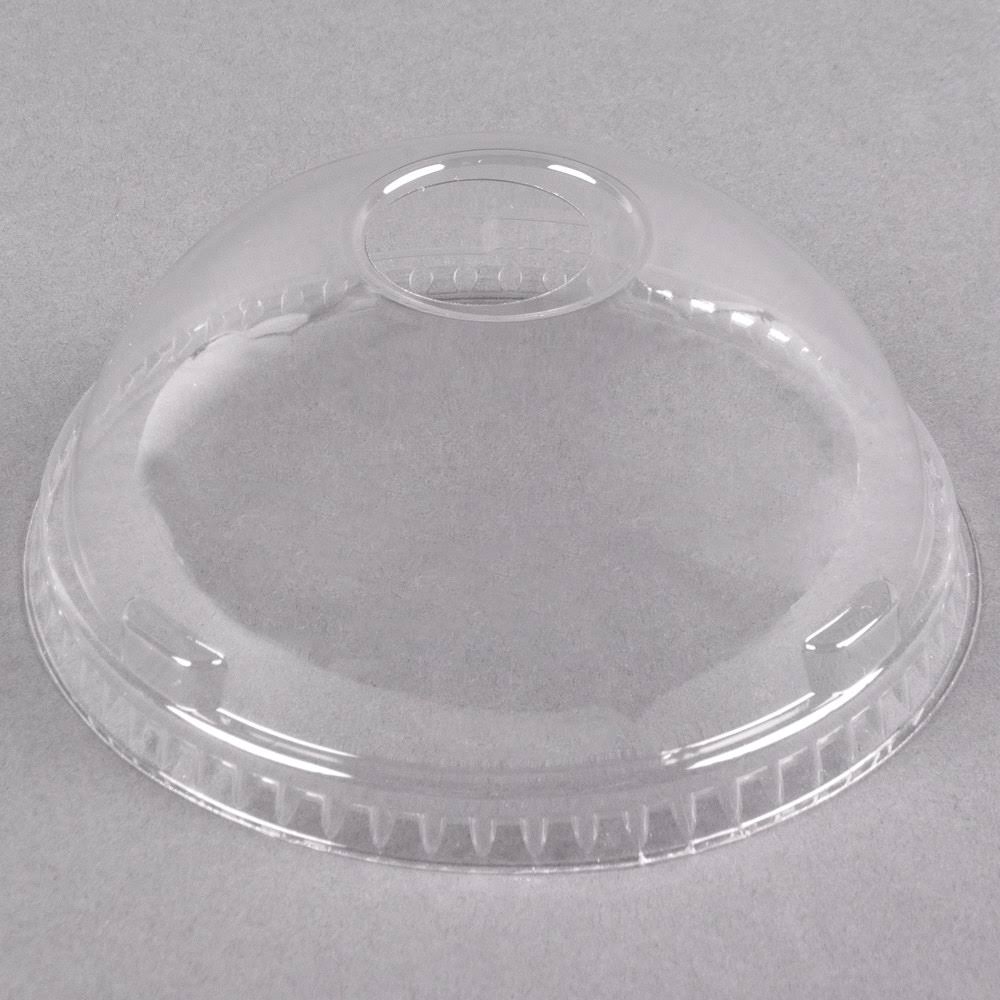 32 oz Clear Plastic Dome Lid with Hole H429388