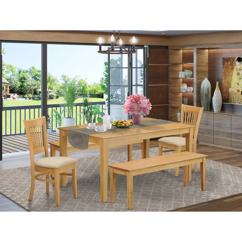 5 Pc Dining Room Set with Table Chairs and Benches N3091
