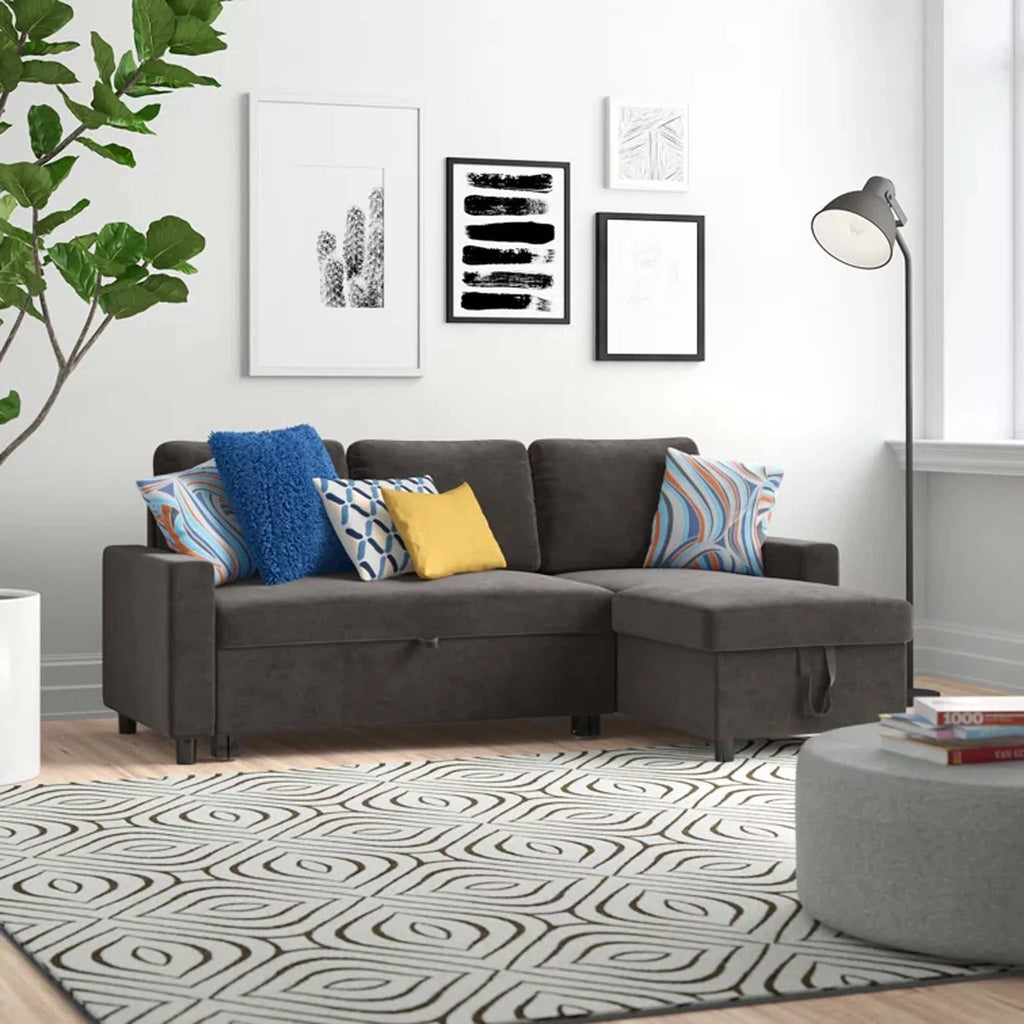 Dark Brown 2 in 1 Sofa Sleeper with Storage Chaise E722862