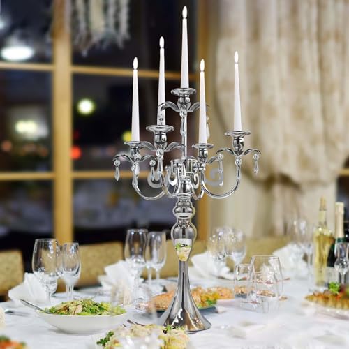 20'' Tall Crystal 5 Arm Candle Holders Set of 4 Black N492361