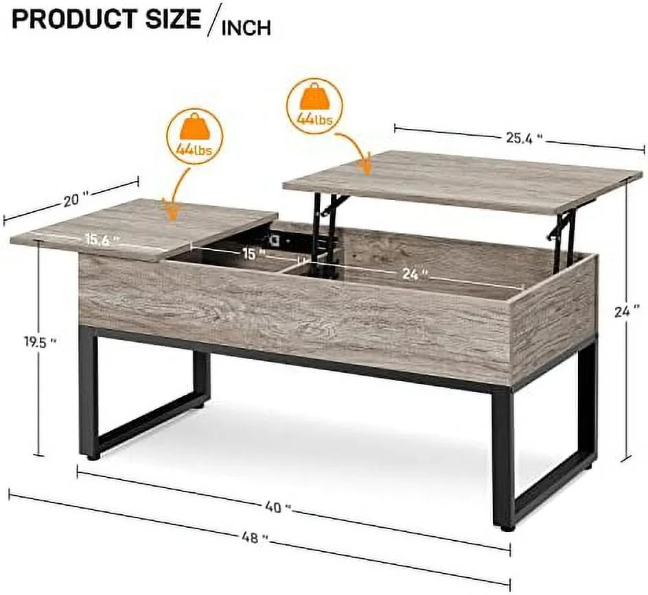 Lift Top Coffee Table with Hidden Compartments and Side Drawer V235