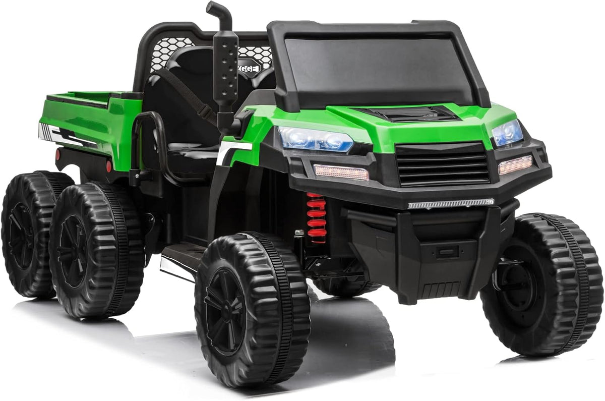 12V 2 Seater Kids Ride On Car with Remote Control 4WD Ride On Truck with Working Dump Bed Battery Powered 6 Wheels Ride On Toys Car, Bluetooth, Music Play, Green V789064