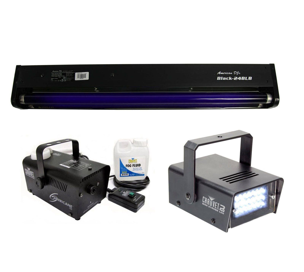24 UV Blacklight, Strobe Light, Fog Machine I4507