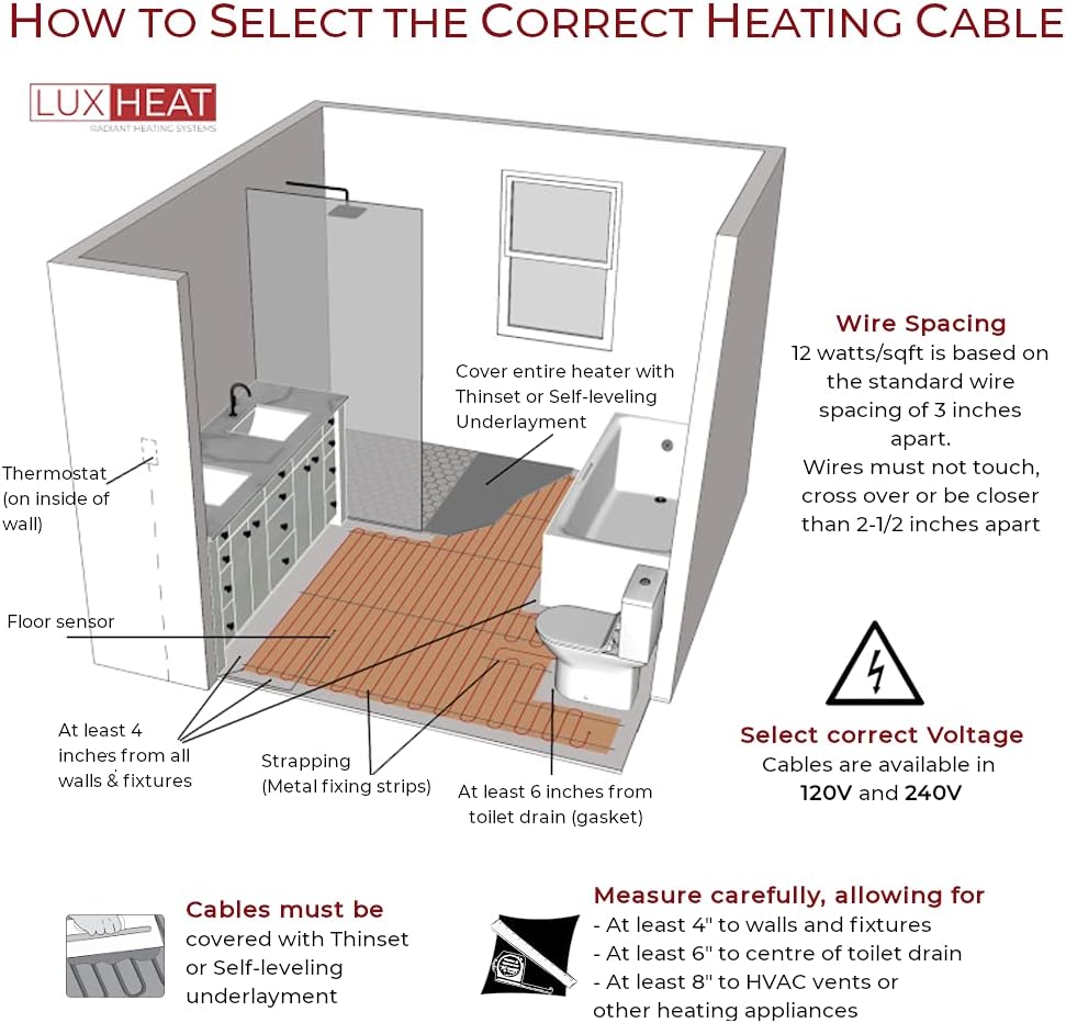 120v Electric Radiant Floor Heating Cable Set with Programmable Thermostat Q1971