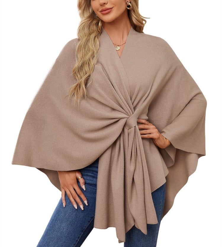 Shawl Wraps Open Front Poncho Sweater T6152