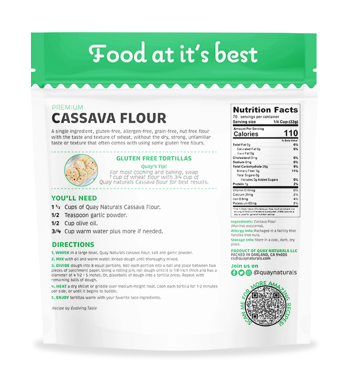 Cassava Flour, 4 lbs, Gluten Free & Grain-Free J280
