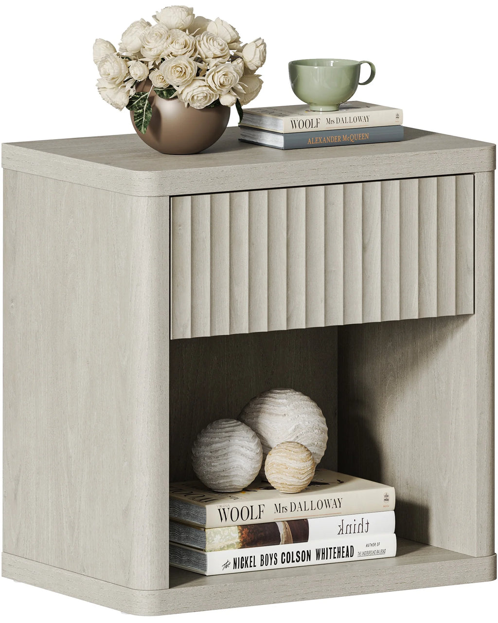 Gray Set of 2 Wood Nightstands with Drawer Y519