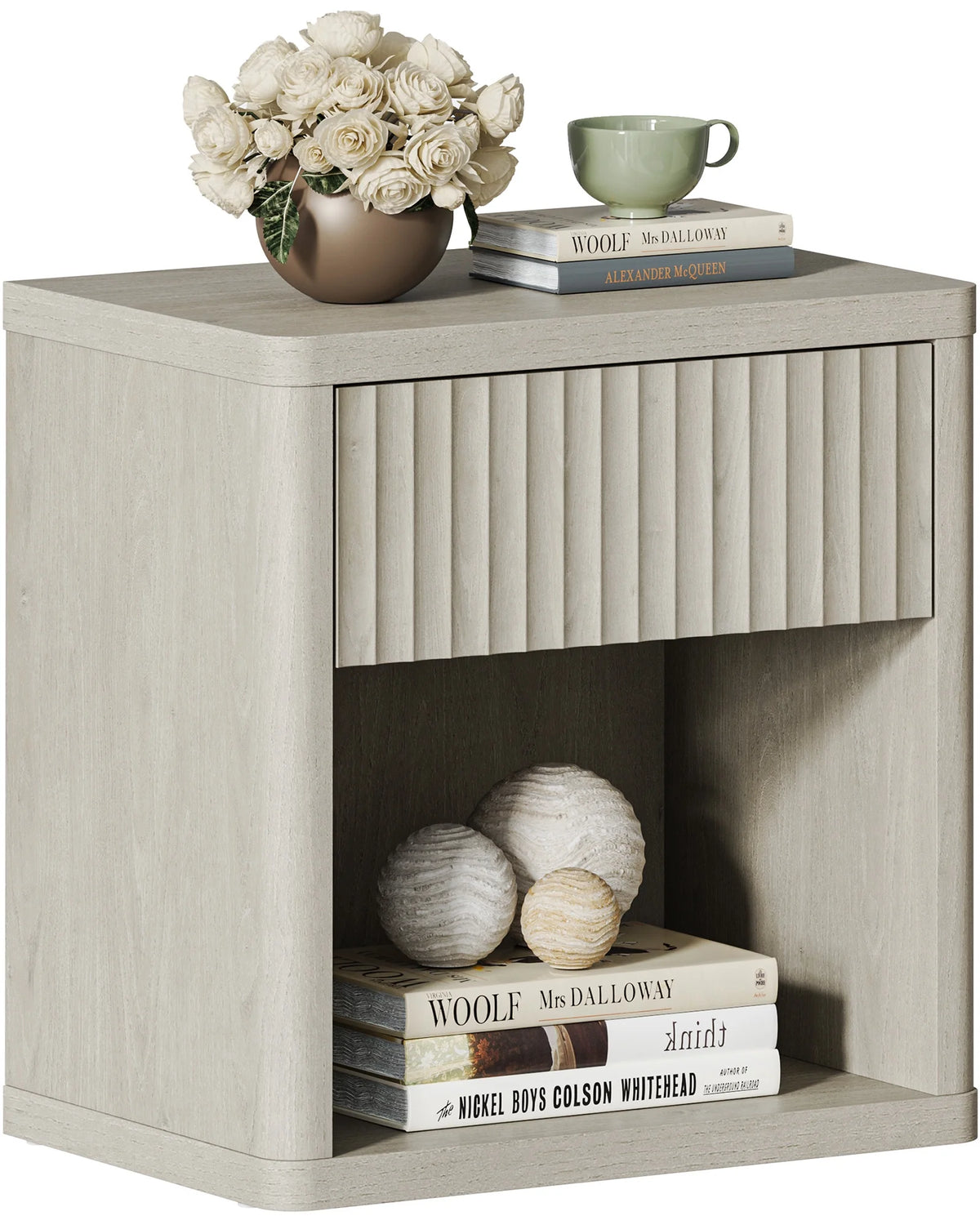Gray Set of 2 Wood Nightstands with Drawer Y519