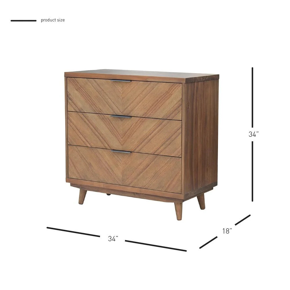 3-drawer Wood Chevron Chest E69881