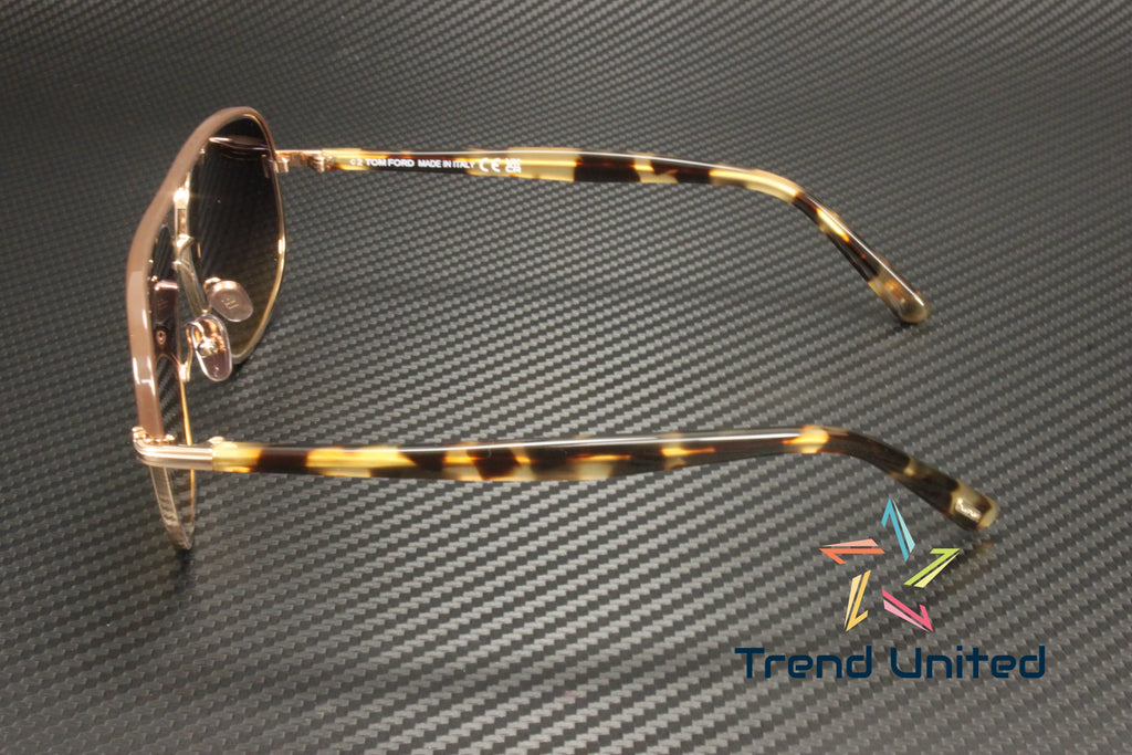 Metal Shiny Rose Gold Gradient Brown 59 mm Sunglasses A606