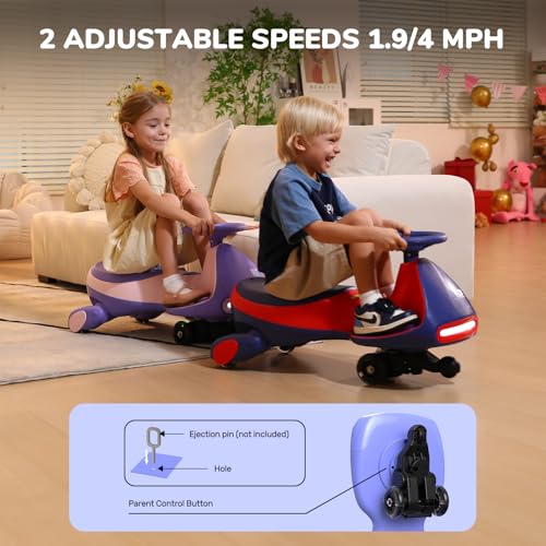 12V Electric Wiggle Car with Pedal, Rechargeable Battery, 2 Speed, Flashing Wheels, Blue T8774