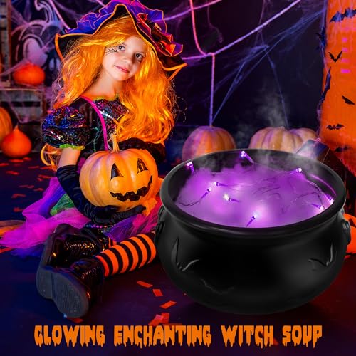 Black Plastic Cauldron with Lights S726464