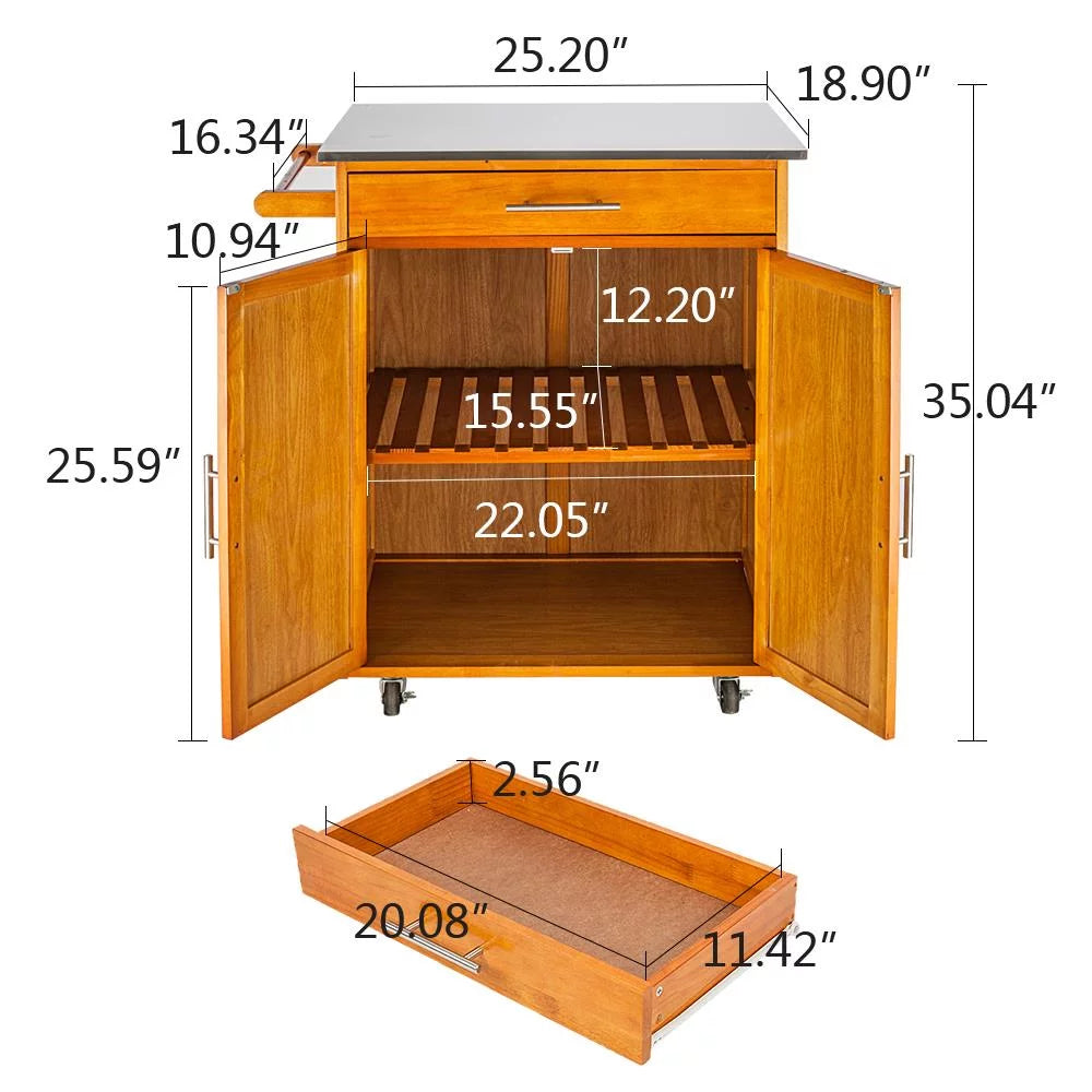 Rolling Kitchen Cart with Drop-Leaf Tabletop N43179