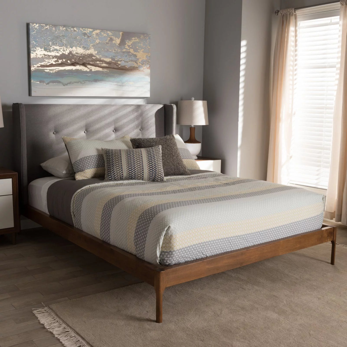 Walnut Wood Platform Bed I564