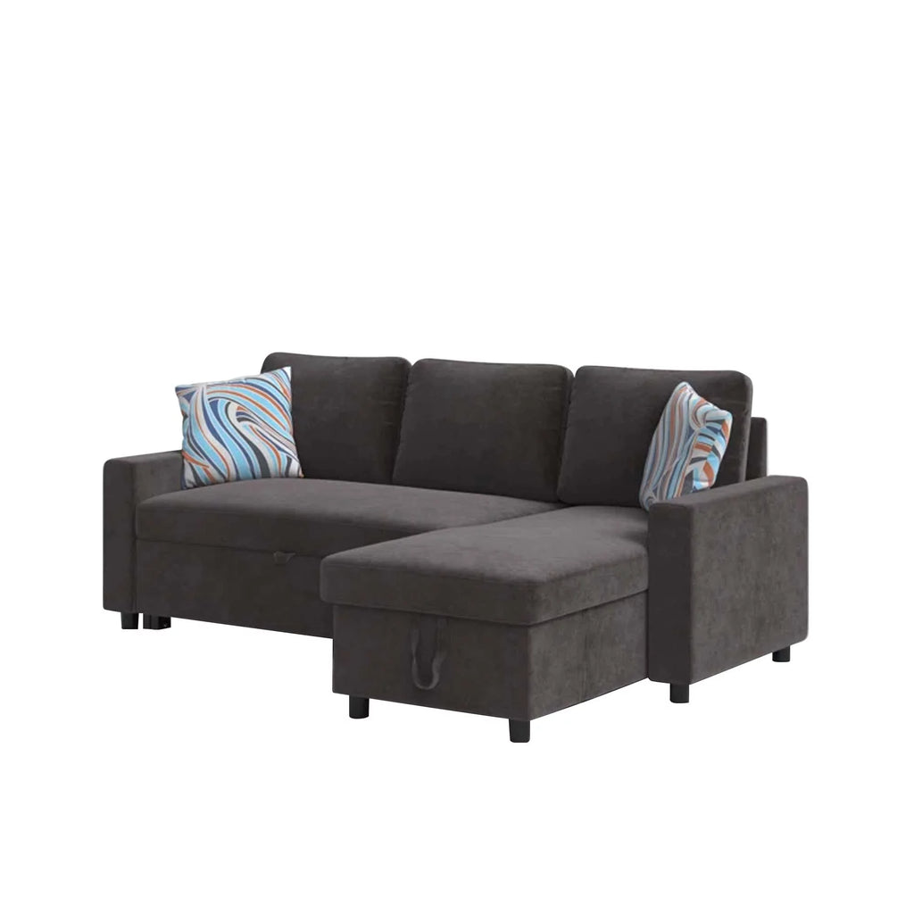 Dark Brown 2 in 1 Sofa Sleeper with Storage Chaise E722862