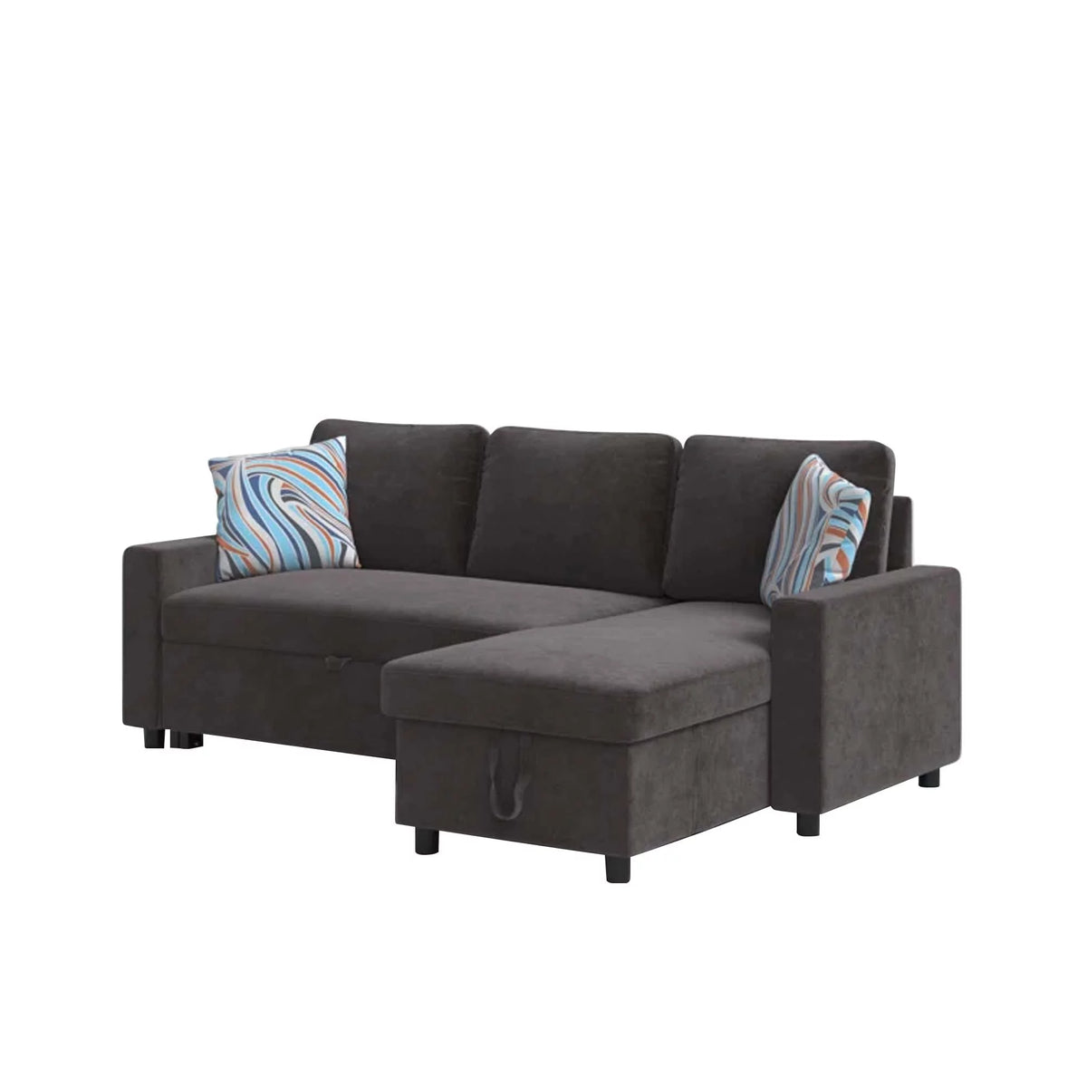 Dark Brown 2 in 1 Sofa Sleeper with Storage Chaise E722862