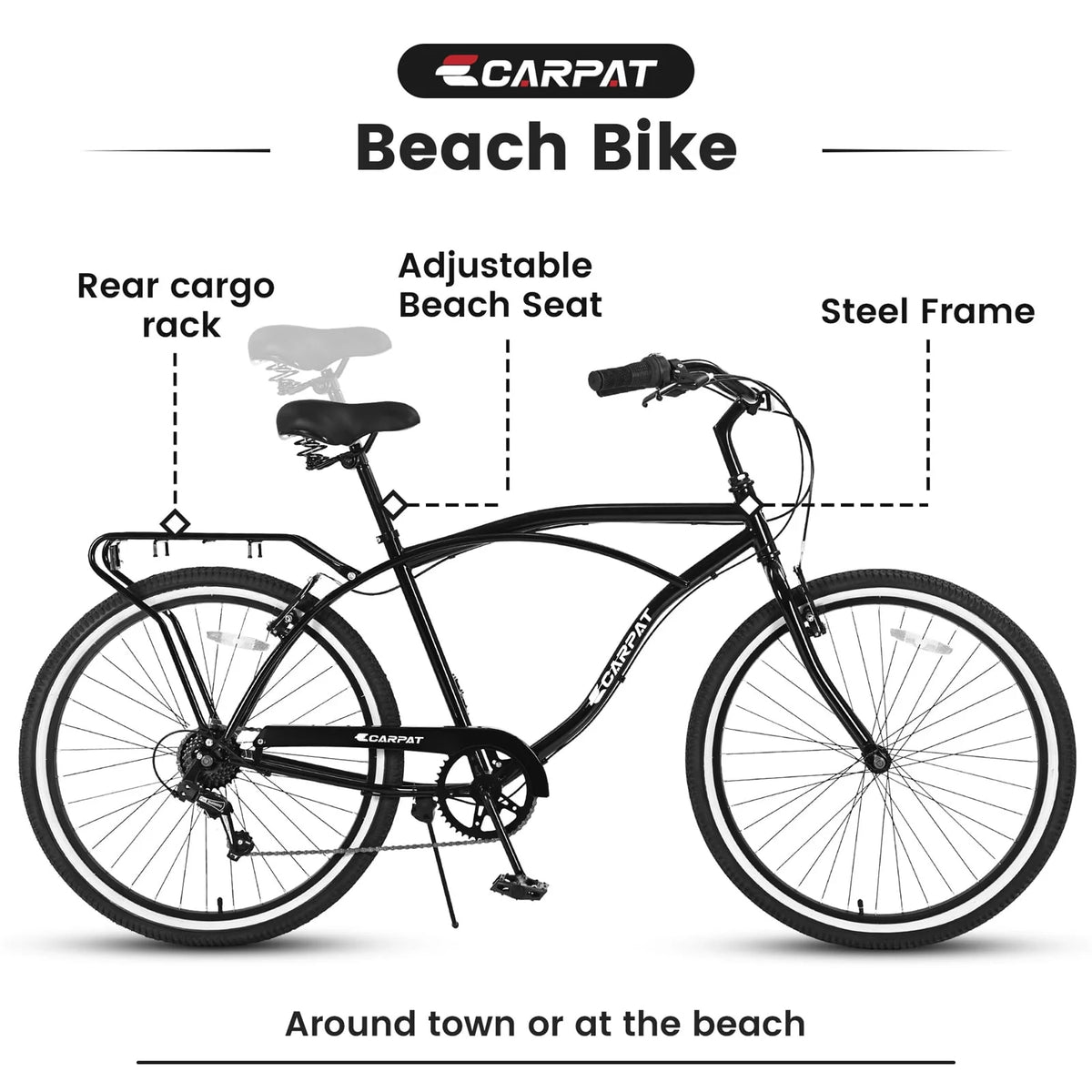 7 Speed Adult Beach Cruiser Bike 26 Wheels Z976318