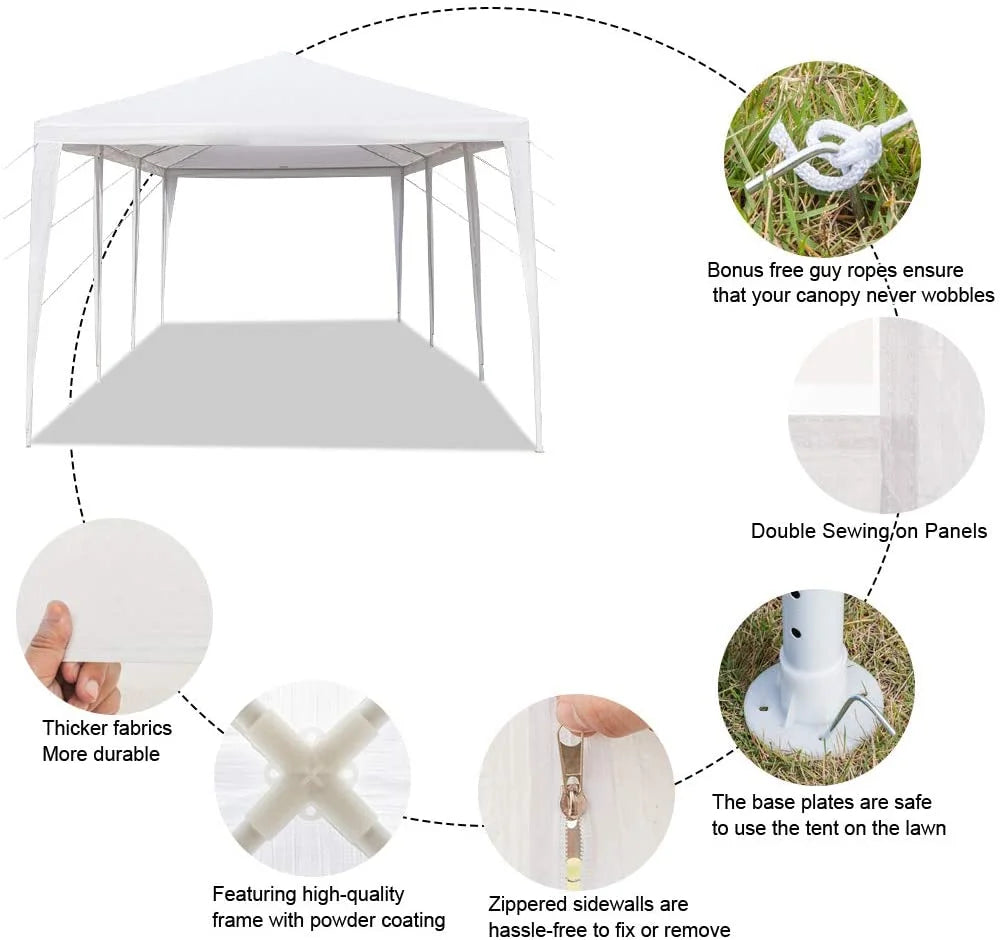 10'x30' Outdoor Canopy Tent with 8 Side Walls White K92468