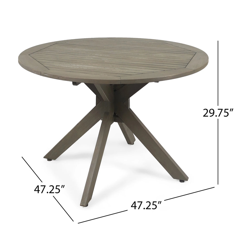 Round Acacia Wood Dining Table Y87472