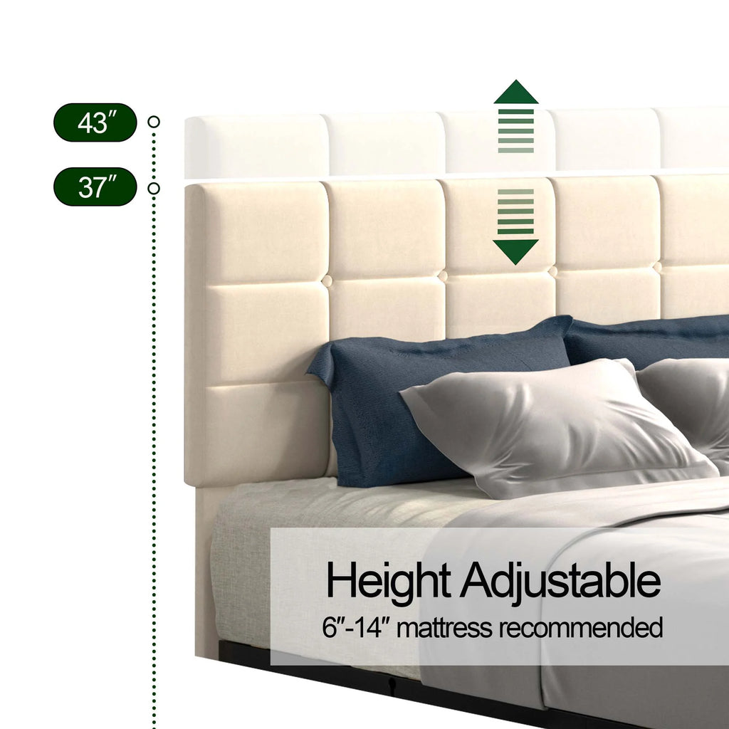 Queen Size Velvet Upholstered Platform Bed with Headboard and 4 Drawers S6838