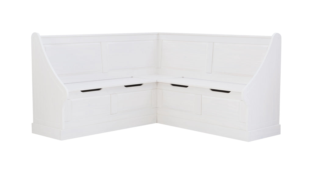 White Wood Corner Dining Bench with Storage U97201
