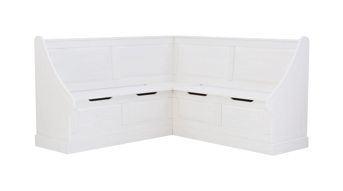 White Wood Corner Dining Bench with Storage U97201