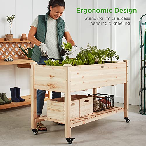 48x24x32-inch Mobile Elevated Wood Planter V849285