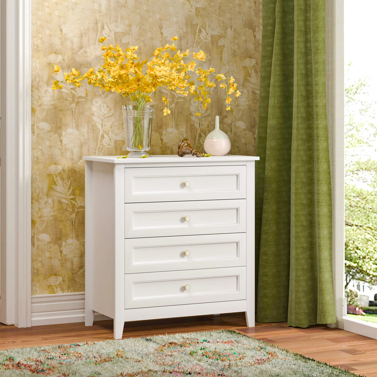 Antique White Drawer Dresser Cabinet L27302