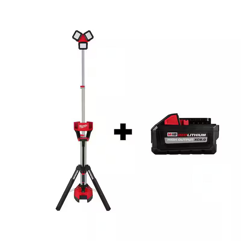 18-Volt Lithium-Ion Cordless Tower Light with Charger and 8.0 Ah Battery R53278